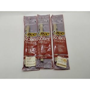 3 Vintage NOS BIC Roller Pens - Black Ink - 1983